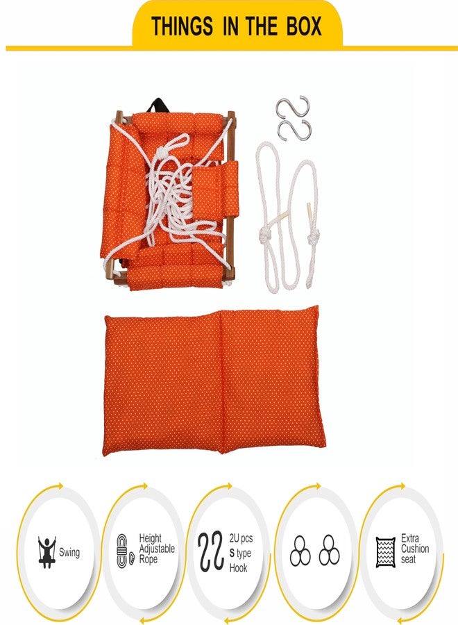 MIHAD Swing for Kids Baby Hanging Indoor Outdoor Jhula for Garden - Suitable for 6 Months to 3 Years for Baby (Up to 25 Kg) (Orange) - Image 3